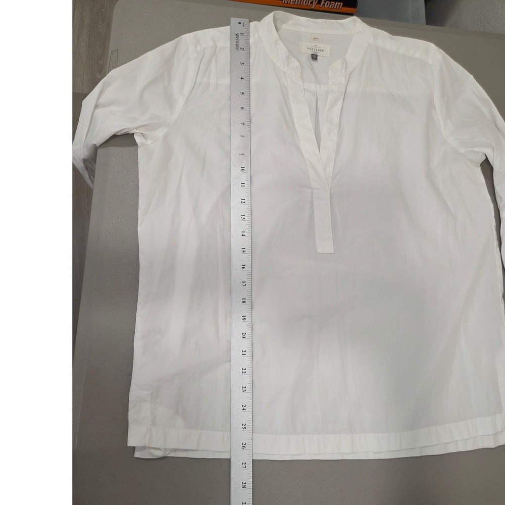 LOFT Womens White Cotton Softened Shirt M Bell Sleeve‎ V-Neck Tunic Blouse Boho - Picture 14 of 16